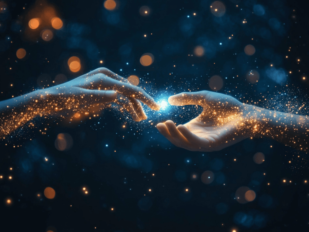 two hands reaching out to represent customer engagement