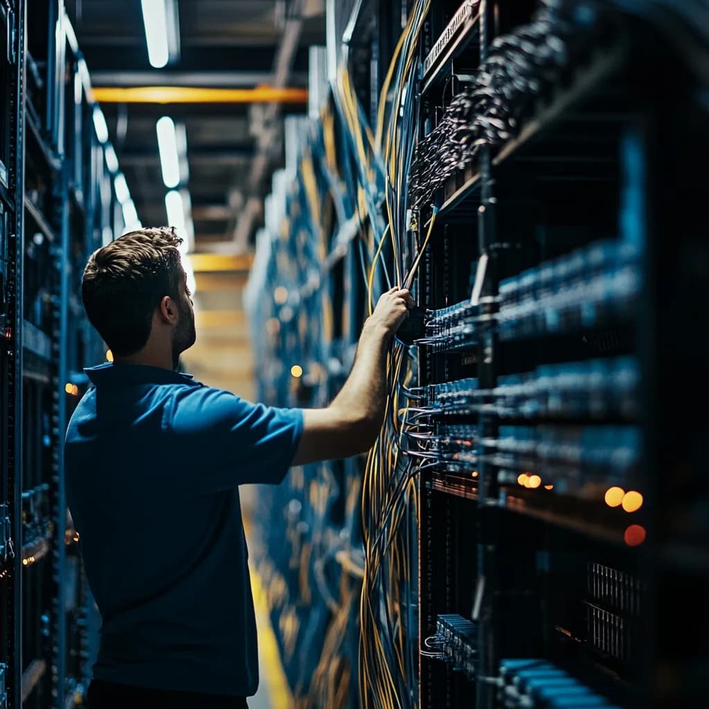 Cisco enterprise network switch installation in server room