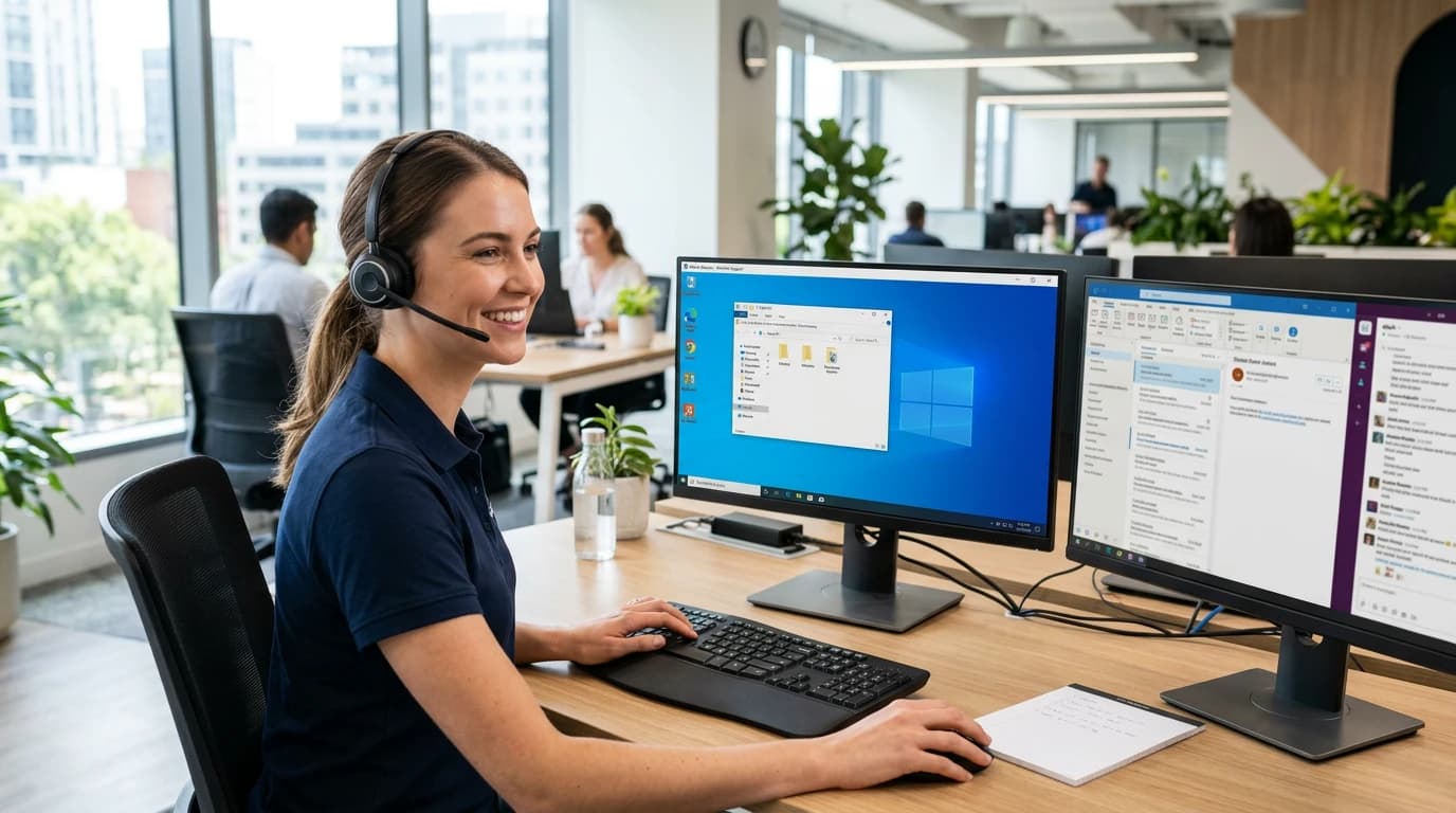 IT help desk technician providing remote support