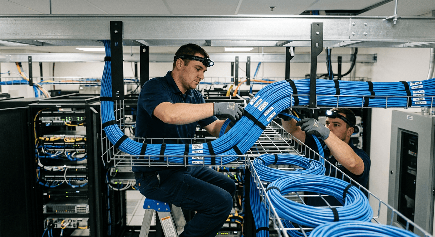CAT 6 and fiber optic cabling installation