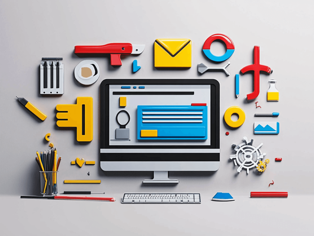 cartoon_computer_wit_shapes_around_it_search_engine_optimization