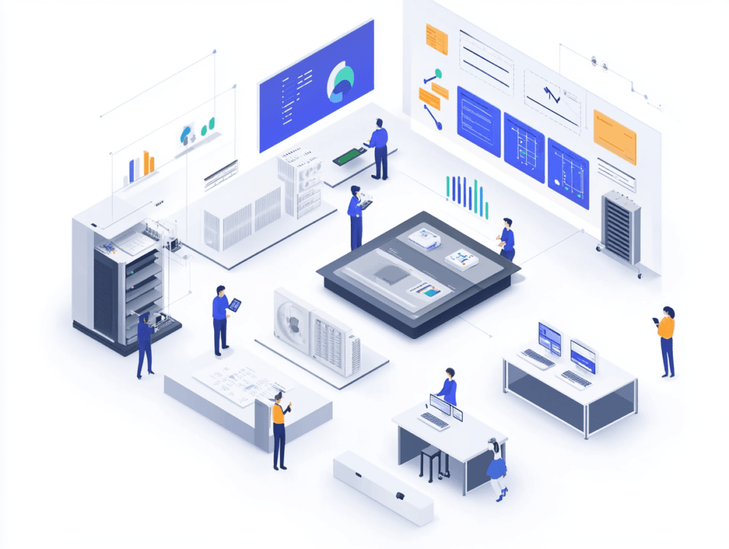 office workers using computers to represent custom ai solutions